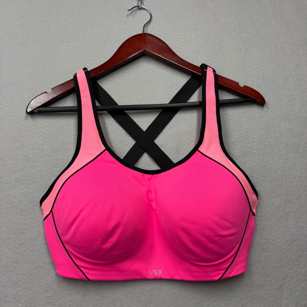 VSX Sport Sports Bra Womens 36DD Pink High Impact Underwire Crossback Activewear